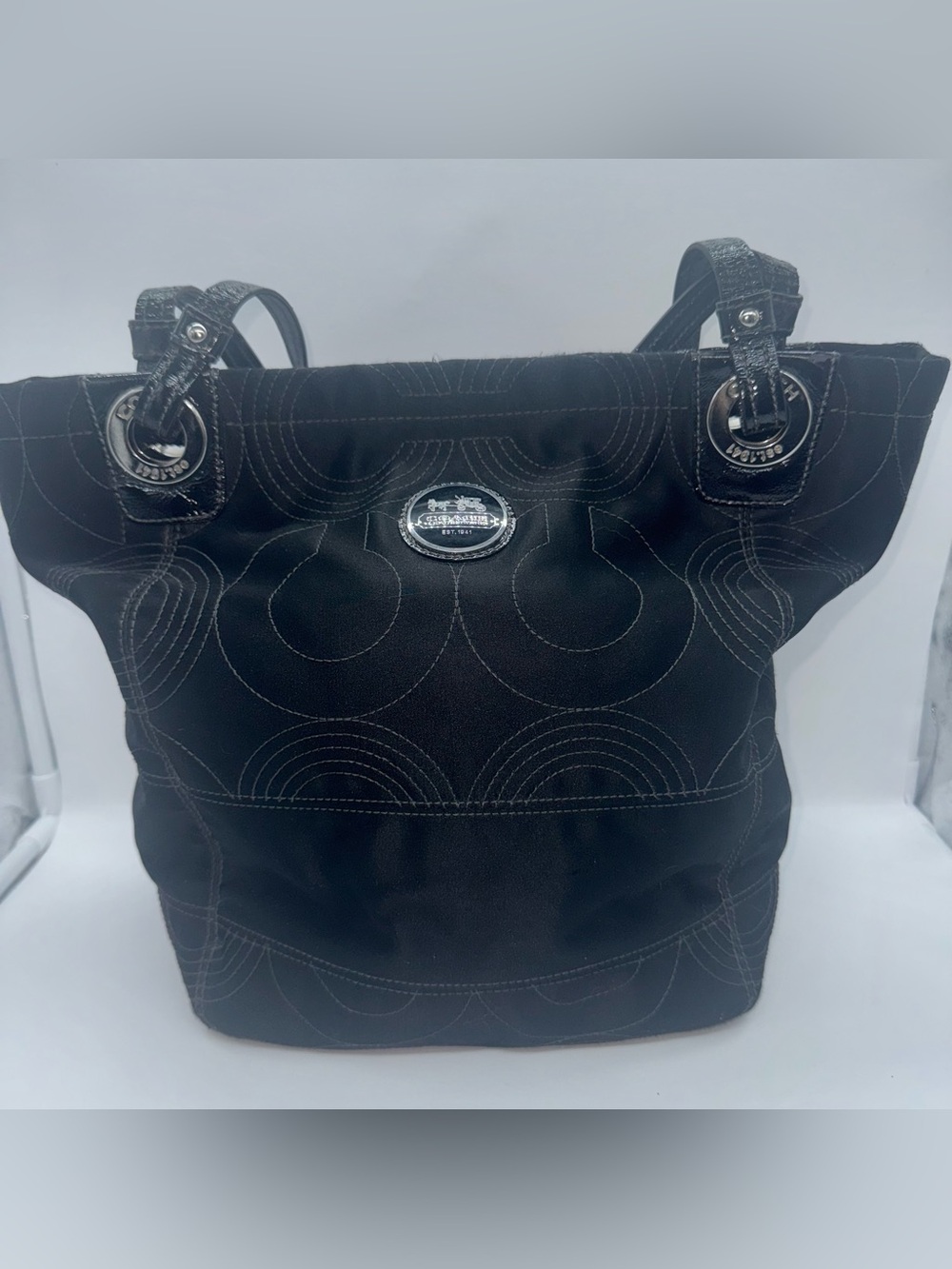 Coach Black Signature Quilted Tote
